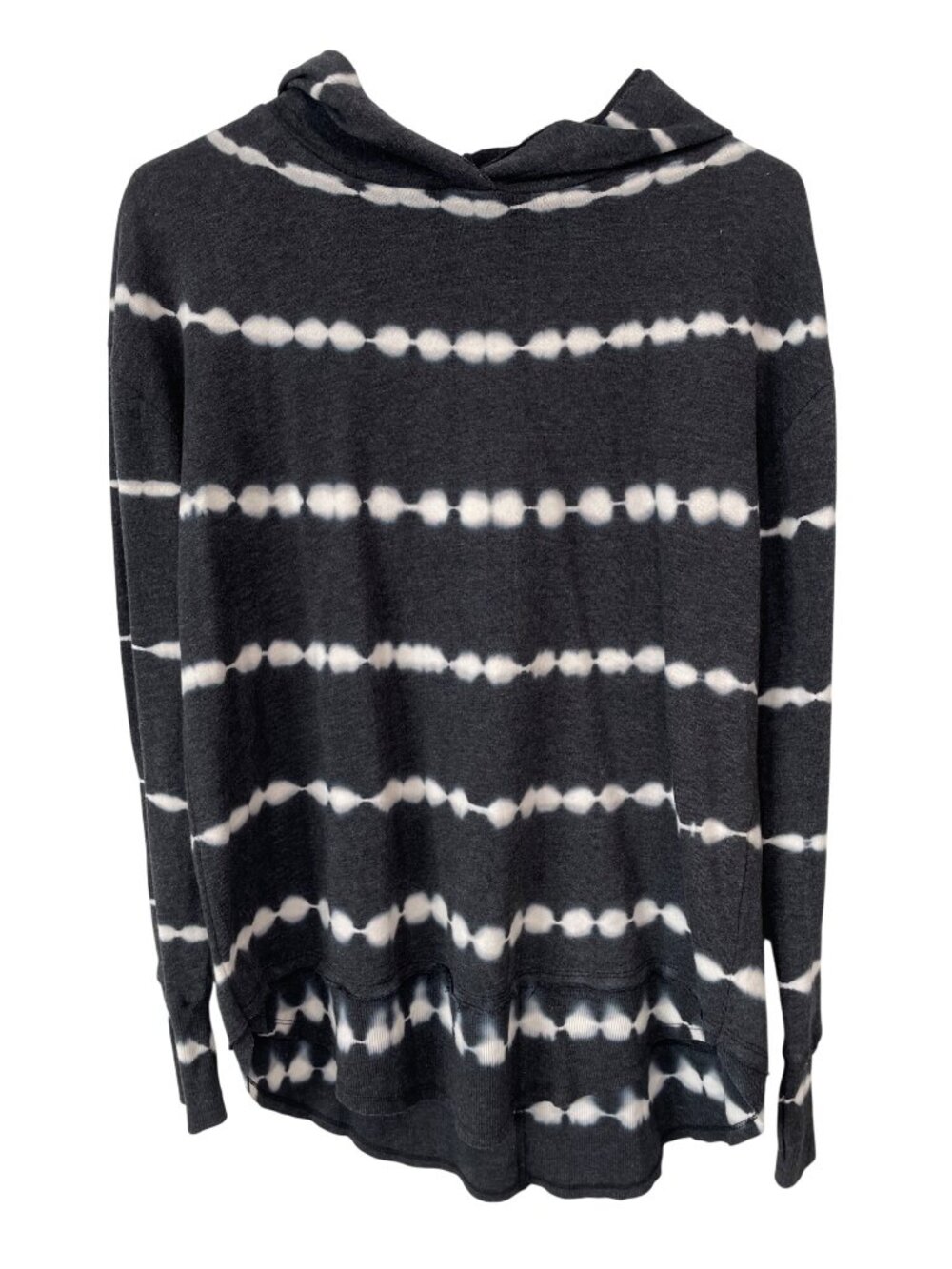 Peyton Jensen Hoodie XS Tie Dye Long Sleeve Pullover Black White Cozy Lounge NEW